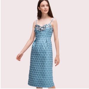 NWOT Kate Spade Runway Storm Could Blue Brocade Midi- Size 8